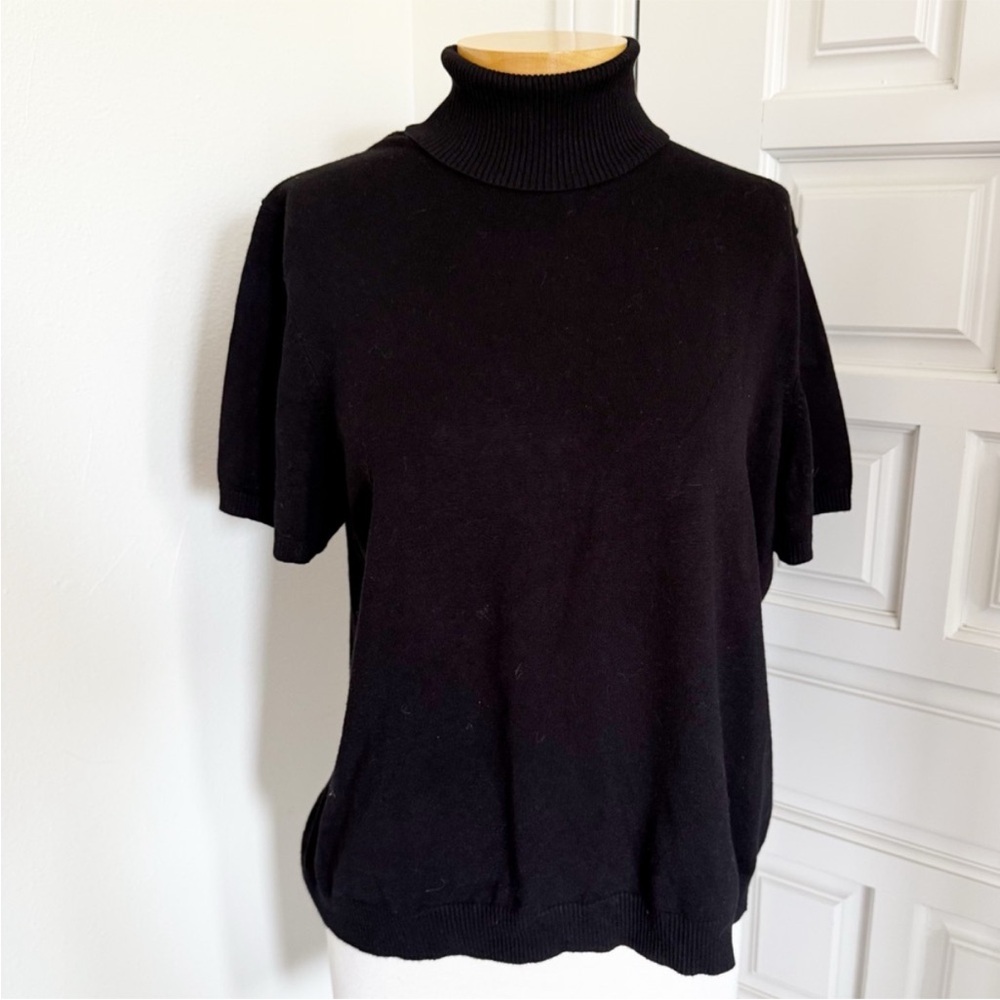 Judith Hart Black Turtleneck Sweater Top Short Sleeves Vintage Size 1X